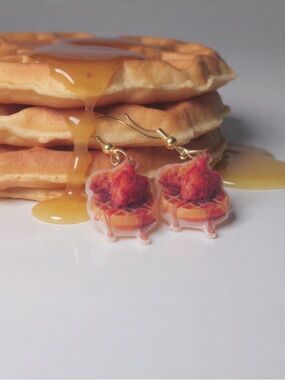 Handmade Chicken and Waffle Earrings